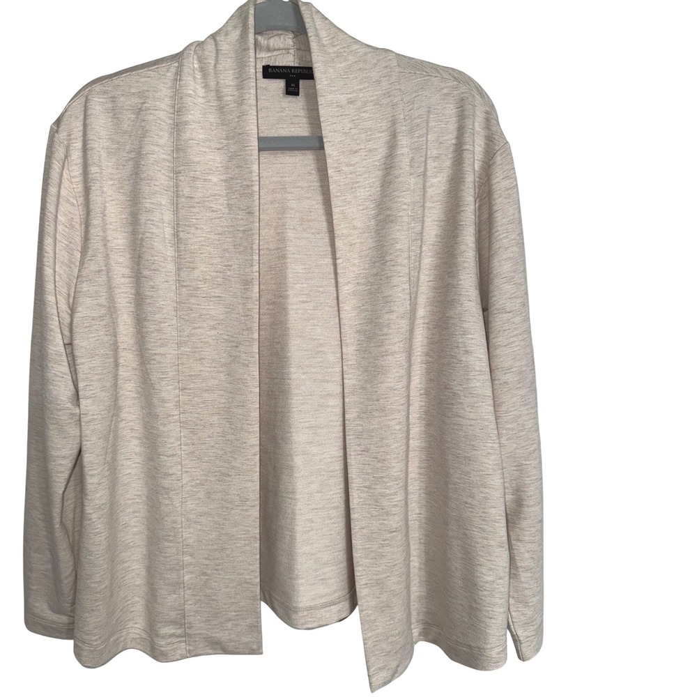 Banana Republic Womens Oatmeal Heather Open Front Cardigan Sweater Medium